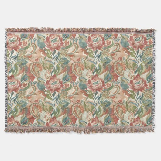 Elegant Paisley Floral Pattern Throw Blanket Decke (Vorderseite)