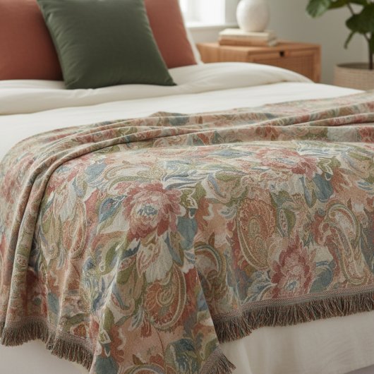 Elegant Paisley Floral Pattern Throw Blanket Decke