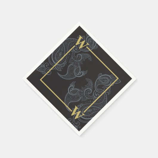 Elegant Paisley Monogram Initial Serviette (Ecke)