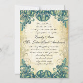 Elegant Paisley Peacock Blue Green und Gold Magneteinladung (Vorderseite)