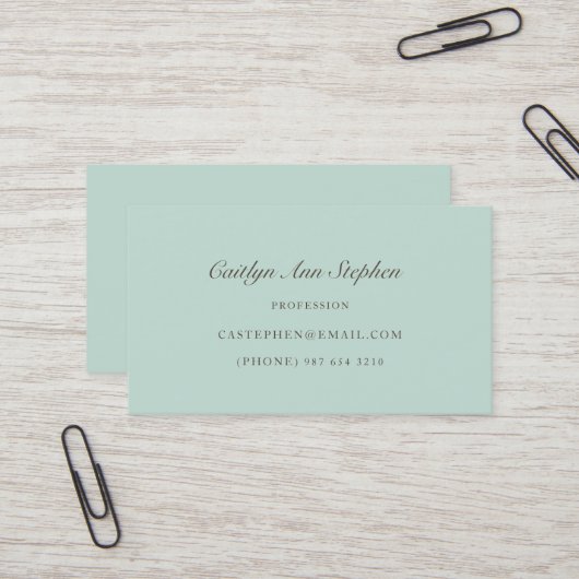 Elegant Pale Blue Business Card Visitenkarte (Vorderseite/Rückseite Beispiel)