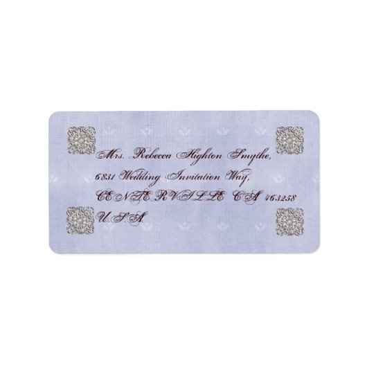 Elegant Pale Blue Vintage Wedding Address Labels Adressaufkleber (Vorne)