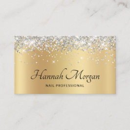 Elegant Pale Gold Satin Ombre Silver Glitzer Visitenkarte