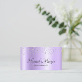 Elegant Pale Lavender Lila Ombre Silver Confetti Visitenkarte (Stehend Vorderseite)