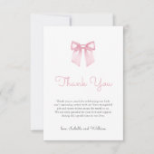 Elegant Pale Pink Bow Baby Shower Dankeskarte (Vorderseite)
