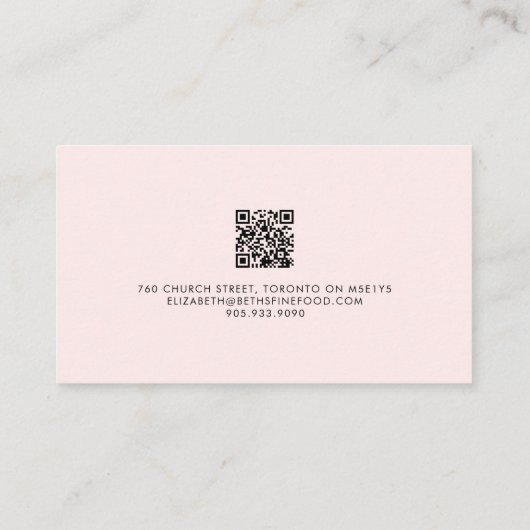 Elegant Pale Pink Luxury Script QR CODE Visitenkarte (Rückseite)