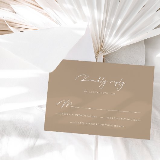 Elegant Pale Taupe Calligraphy RSVP Card