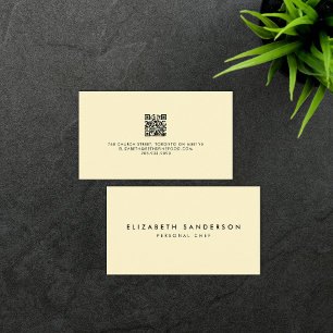 Elegant Pale Yellow Luxury Minimal QR CODE Visitenkarte