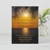 Elegant Palm Leaf Hochzeitsvorlage Einladung (Stehend Vorderseite)