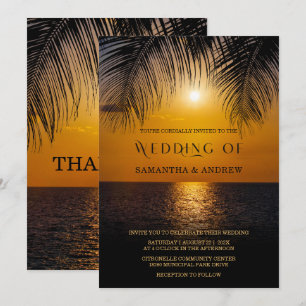 Elegant Palm Leaf Hochzeitsvorlage Einladung