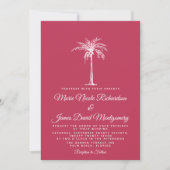 Elegant Palm Magenta Formal Beach Wedding Einladung (Vorderseite)