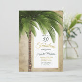 Elegant Palm Tree 50 und fabelhaft Moderner Geburt Einladung (Stehend Vorderseite)