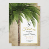 Elegant Palm Tree 50 und fabelhaft Moderner Geburt Einladung (Vorne/Hinten)