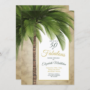 Elegant Palm Tree 50 und fabelhaft Moderner Geburt Einladung