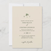 Elegant Palm Tree Wedding Invitation with QR Code Einladung (Vorderseite)