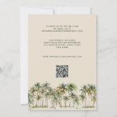 Elegant Palm Tree Wedding Invitation with QR Code Einladung (Rückseite)