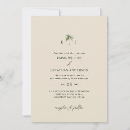 Elegant Palm Tree Wedding Invitation with QR Code Einladung