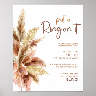 Elegant Pampa Grass Ring Game Brautparty Sign Poster
