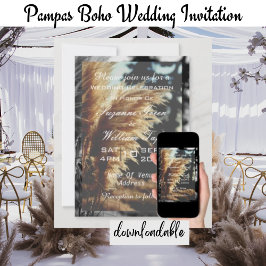 Elegant Pampas Grass Boho Einladung zur Hochzeit