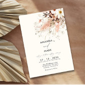 Elegant Pampas Grass Boho Wildblume Wedding Einladung