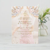 Elegant Pampas Grass Floral Primer Añito Bautizo Einladung (Stehend Vorderseite)