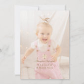 Elegant Pampas Grass Floral Primer Añito Bautizo Einladung (Rückseite)