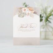 Elegant Pampas Grass White Floral Vielen Dank Dankeskarte (Stehend Vorderseite)