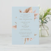 Elegant Pampas Mint Wedding Einladung (Stehend Vorderseite)