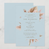 Elegant Pampas Mint Wedding Einladung (Vorne/Hinten)