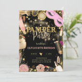 Elegant Pamper Party Geburtstag Einladung (Stehend Vorderseite)