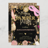 Elegant Pamper Party Geburtstag Einladung (Vorne/Hinten)