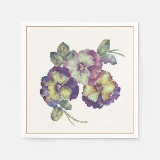 Elegant Pansy Floral Paper Napkin Serviette (Vorderseite)