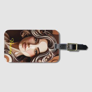 Elegant Paper-Cut Portrait in Warm Earth Tones Gepäckanhänger