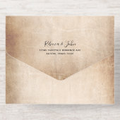 Elegant Parchment Red Rose Wedding Real Gold Foil All-in-One-Einladung (Rückseite)