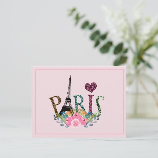 Elegant Paris Eiffel Tower Postcard Postkarte (Stehend Vorderseite)