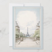 Elegant Paris Eiffel Tower Powder Blue Wedding Einladung (Rückseite)