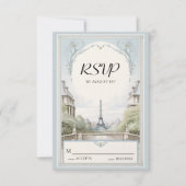 Elegant Paris Eiffel Tower Powder Blue Wedding RSVP Karte (Vorderseite)