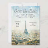Elegant Paris View Eiffel Tower Save the Date (Vorderseite)