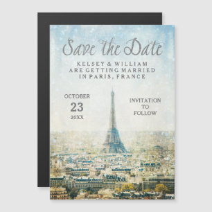 Elegant Paris View Eiffel Tower Save the Date Magneteinladung