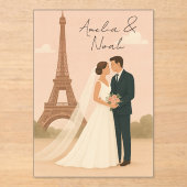Elegant Paris Wedding Acrylic Invitation – Eiffel Acryleinladungen (Vorderseite)