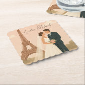 Elegant Paris Wedding Paper Coaster – Eiffel Tower Untersetzer (angewinkelt)