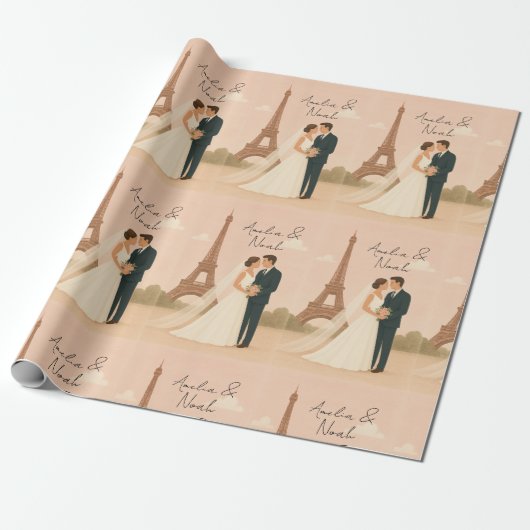 Elegant Paris Wedding Wrapping Paper – Eiffel  Geschenkpapier (Ungerollt)