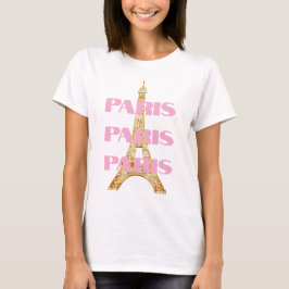 Elegant Parisian Eiffel Tower Paris in Pink T-Shirt