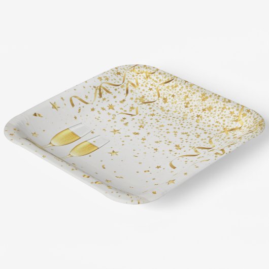 Elegant Party Glow – Modern Neon Celebration Desig Pappteller (Gewinkelt)