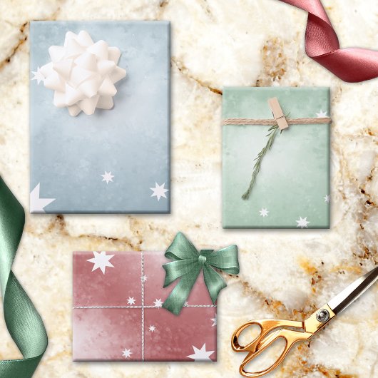 Elegant Pastel Abstract Star Pattern Christmas Geschenkpapier Set