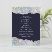 Elegant Pastel Agate Holographic Glitzer Einladung (Stehend Vorderseite)