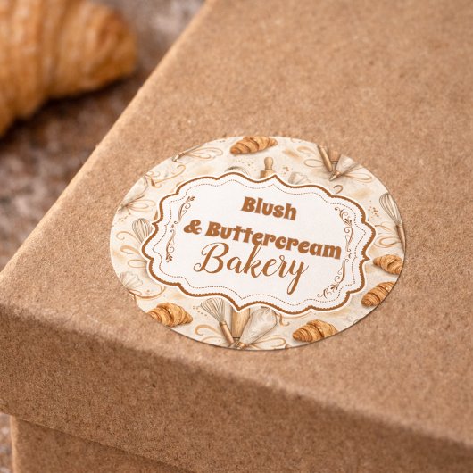 Elegant Pastel Bakery Branding Runder Aufkleber