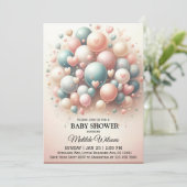 Elegant Pastel Balloon Bonanza Baby Shower Einladung (Stehend Vorderseite)