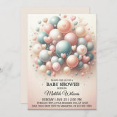 Elegant Pastel Balloon Bonanza Baby Shower Einladung (Vorne/Hinten)