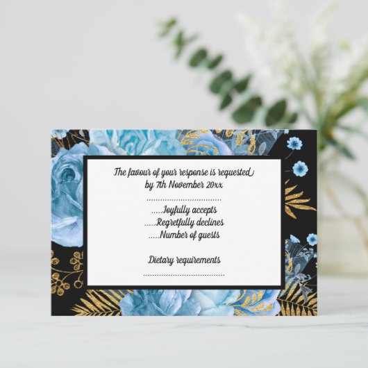 ELEGANT PASTEL BLAU BLUE BLACRAL JEDEN ANLASS UAWG RSVP KARTE (Stehend Vorderseite)